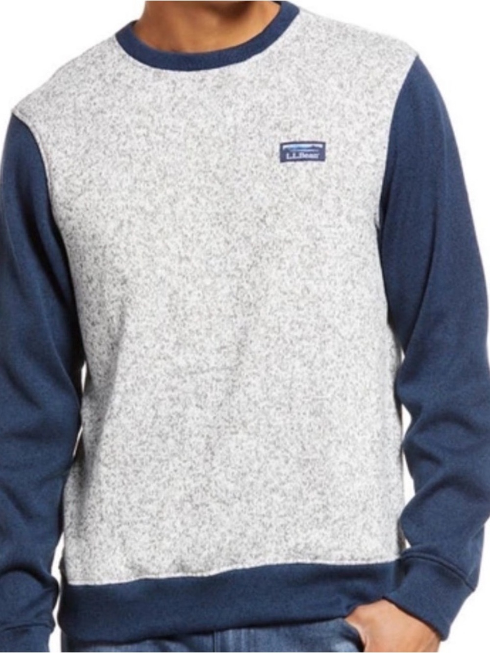 LL Bean Crewneck Sweater Gray Blue XXL Men Preppy Outdoor